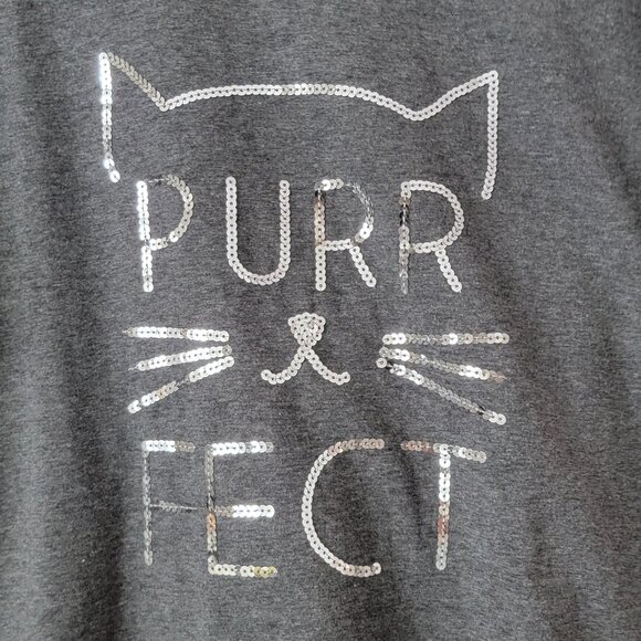 PJ Couture Charcoal Grey Blingy Purr Fect Cat Tee - L - Picture 3 of 5